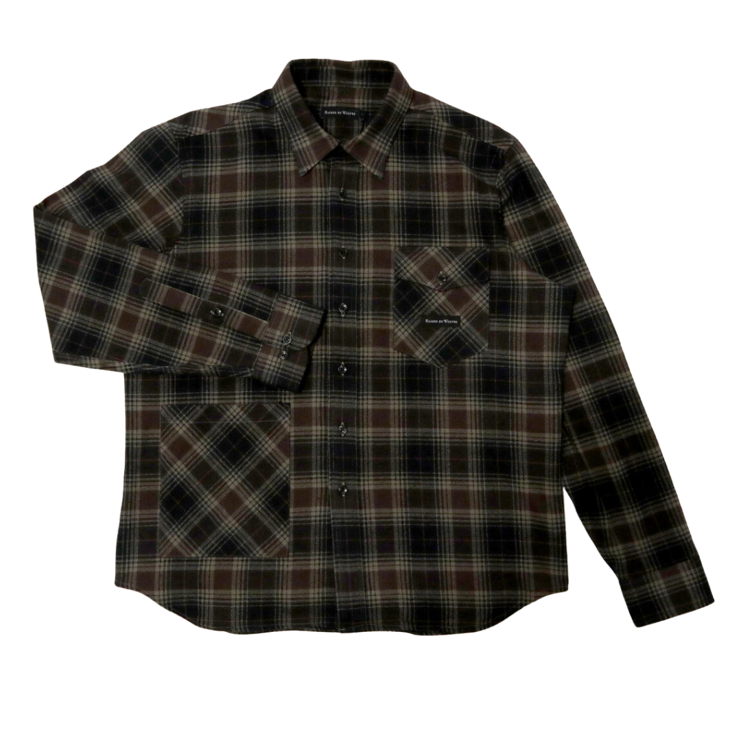 PLAID FLANNEL SHIRT - COFFEE