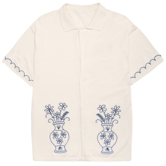 KNITTED VASE SHIRT - OFF WHITE