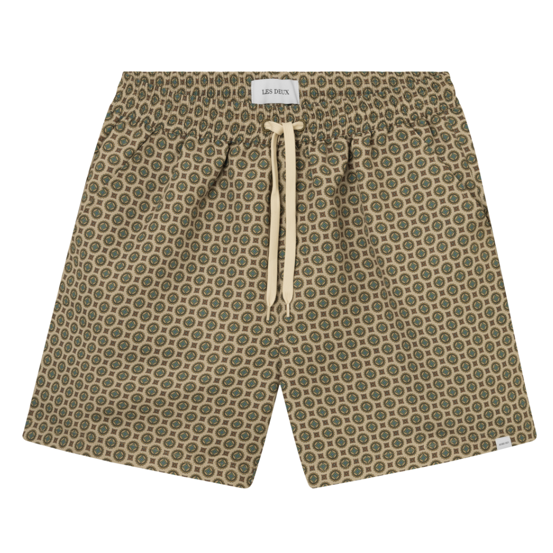 STAN AOP SWIM SHORTS 2.0 - LIGHT DESERT SAND/CHERRY WOOD