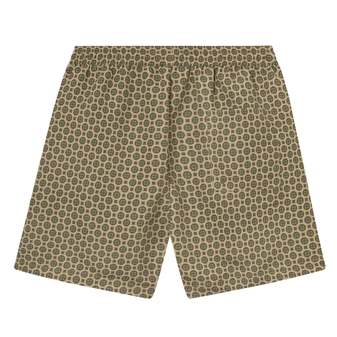 STAN AOP SWIM SHORTS 2.0 - LIGHT DESERT SAND/CHERRY WOOD