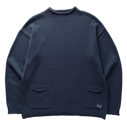 MOCK SMOCK SWEATER - NAVY