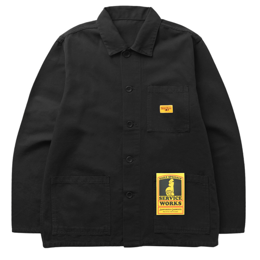 CANVAS COVERALL JACKET - BLACK